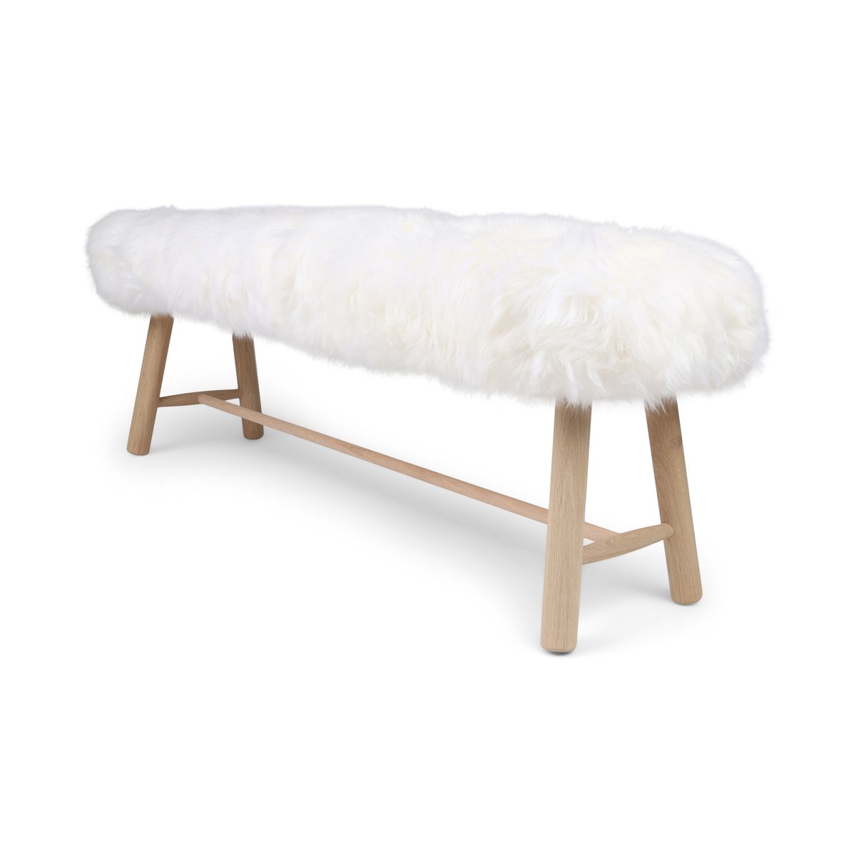 Bänk med Fårskinn | Ek | Lång lugg Vit