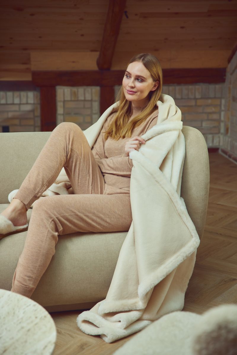 Angelina pläd | Double Face | Nya Zeeland Beige