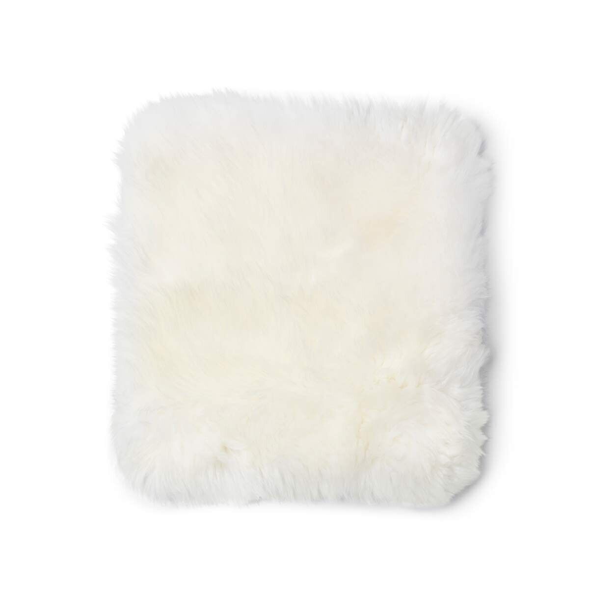 Zero Waste stolsdyna | Lång lugg | Nya Zeeland | 35x35 cm Vit