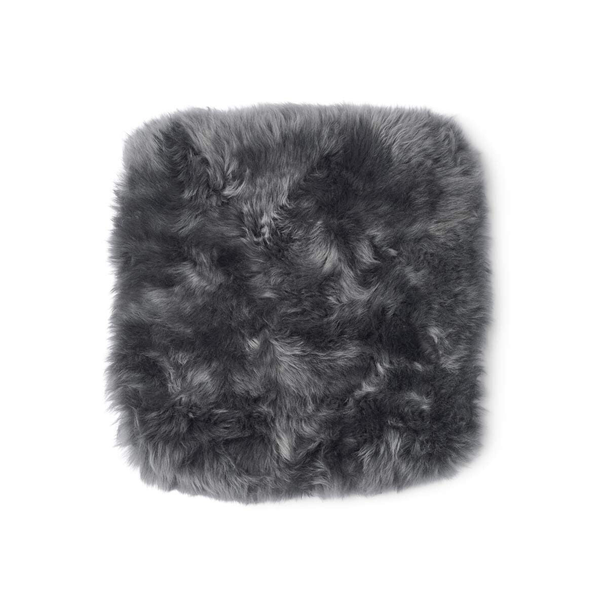Zero Waste stolsdyna | Lång lugg | Nya Zeeland | 35x35 cm Mörkgrå