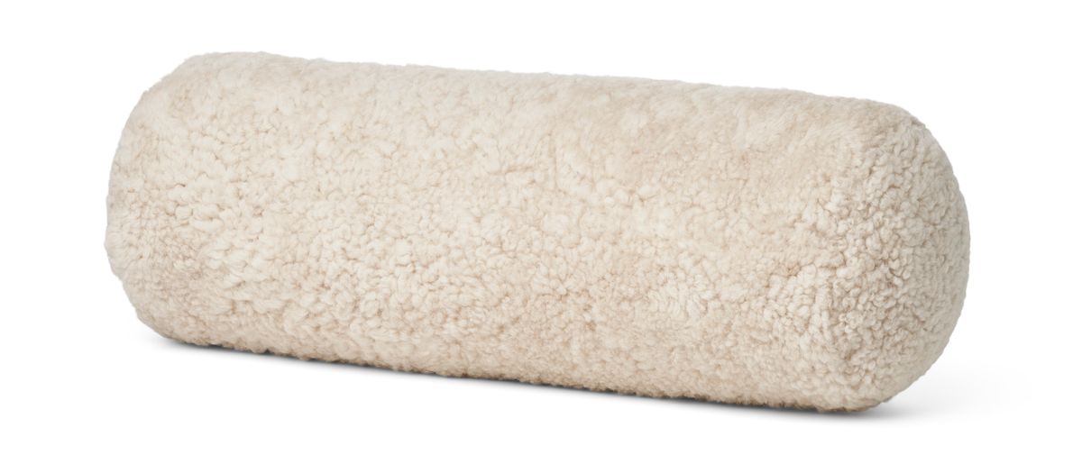 Bolster Kort Lugg Fårskinn Kudde Beige
