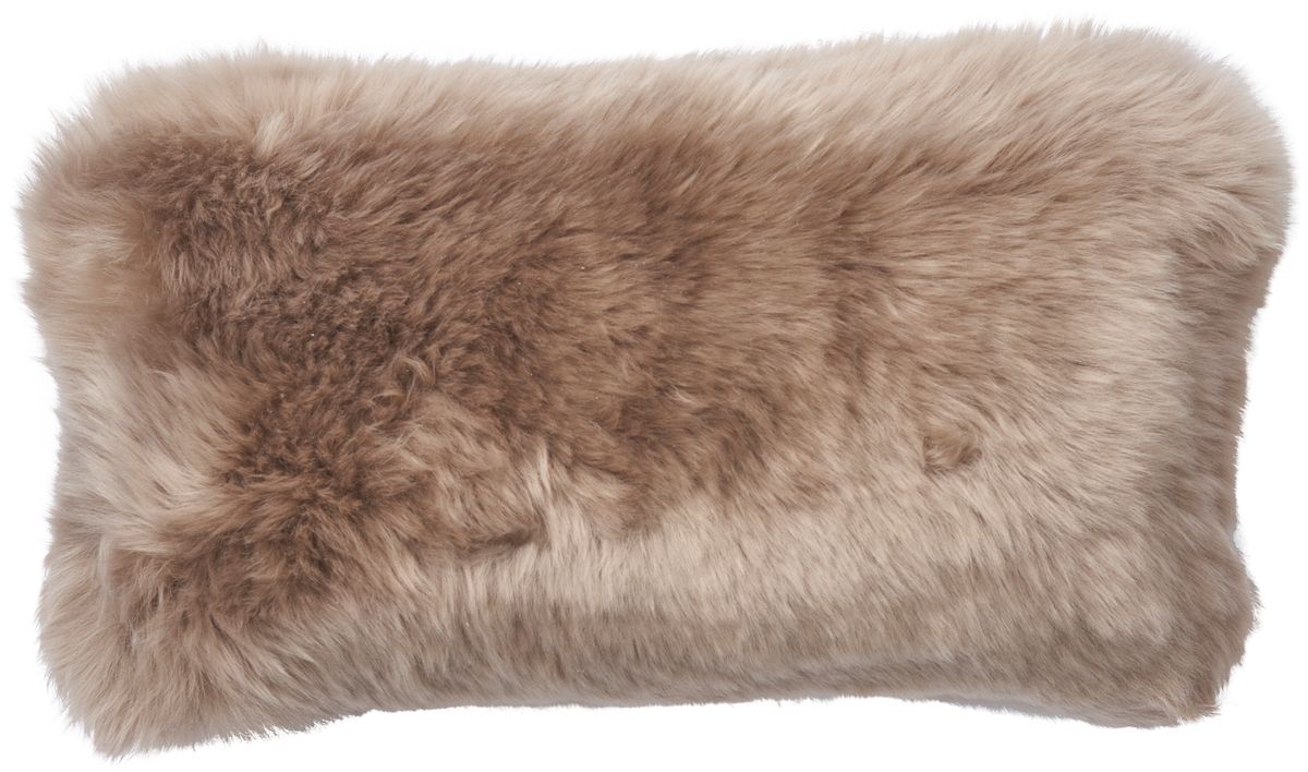 Lång Lugg Fårskinn Kudde Taupe