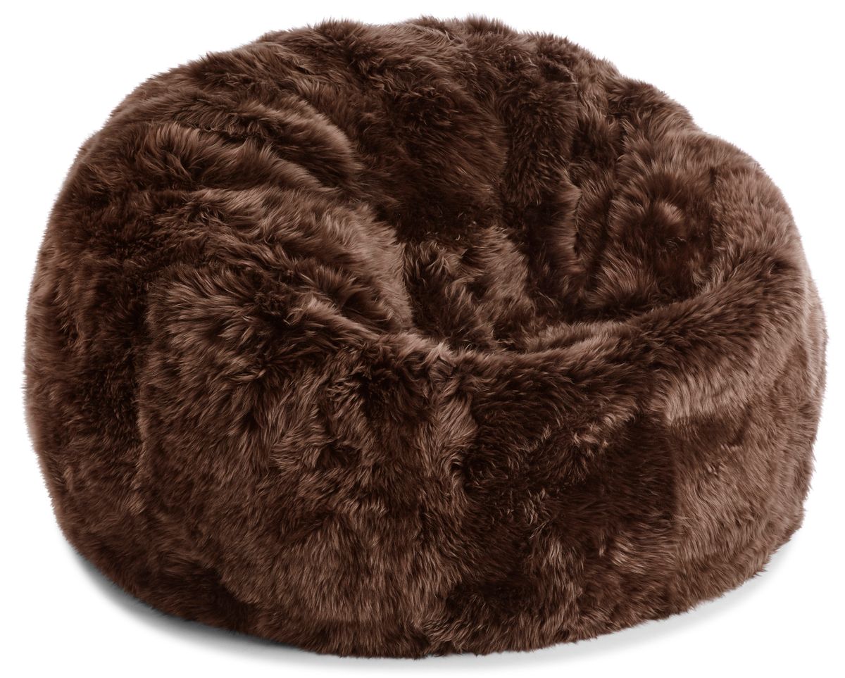 Runda saccosäck | Lång lugg | Nya Zealand | 73x74 cm & 93x92 cm Choklad
