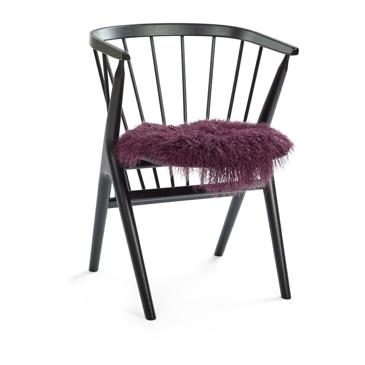 Stolsdyna | Lockig | Tibet | Ø38 cm Mörk Lila