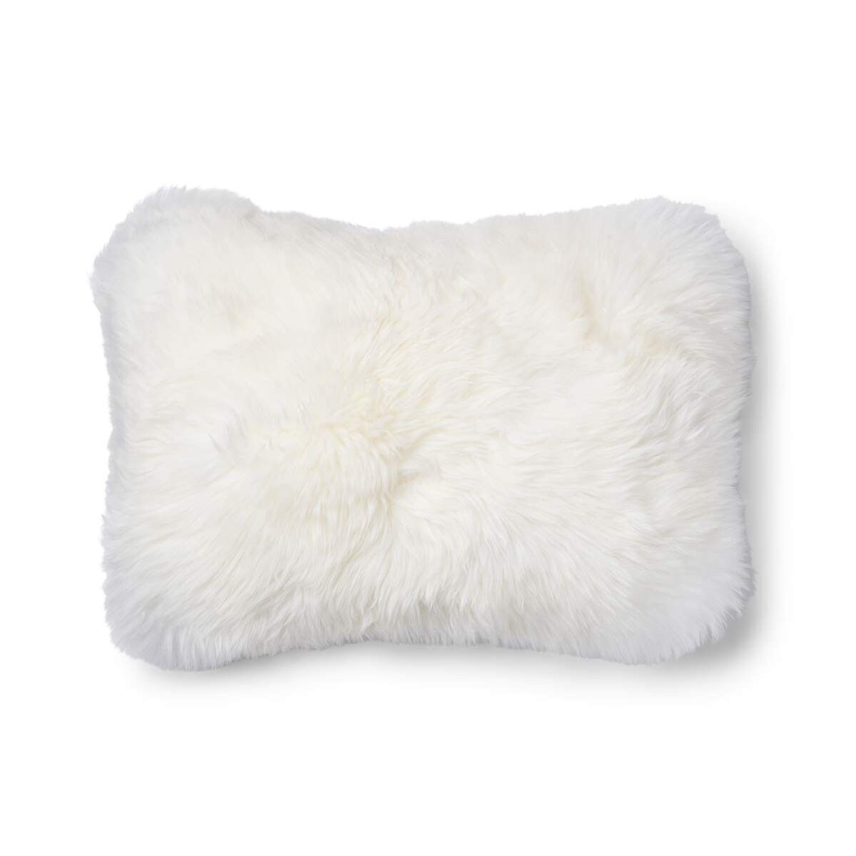 Classic Lång Lugg Fårskinn Kudde Silver/Ivory
