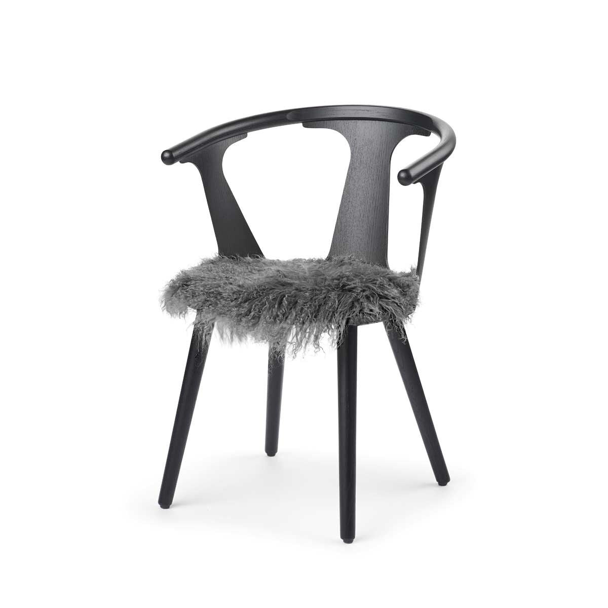 Stolsdyna | Lockig | Tibet | Ø38 cm Mörkgrå