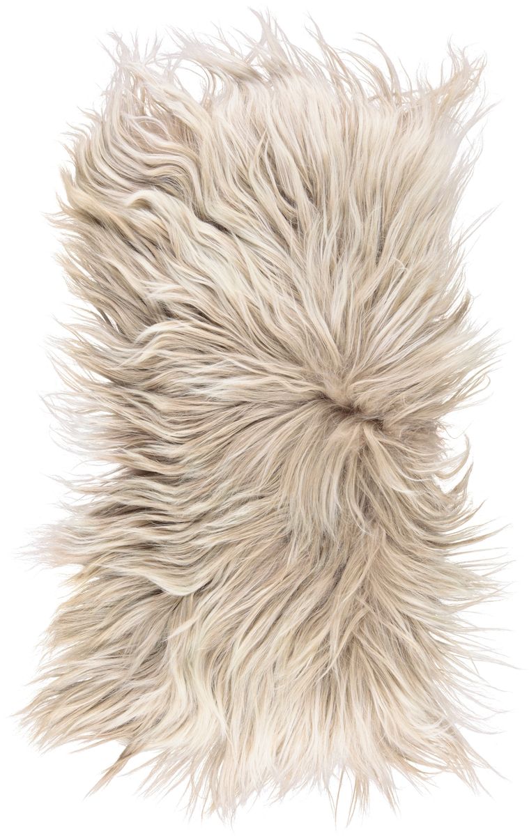 Cashmere Lång Lugg Lockigt Fårskinn Kudde Beige