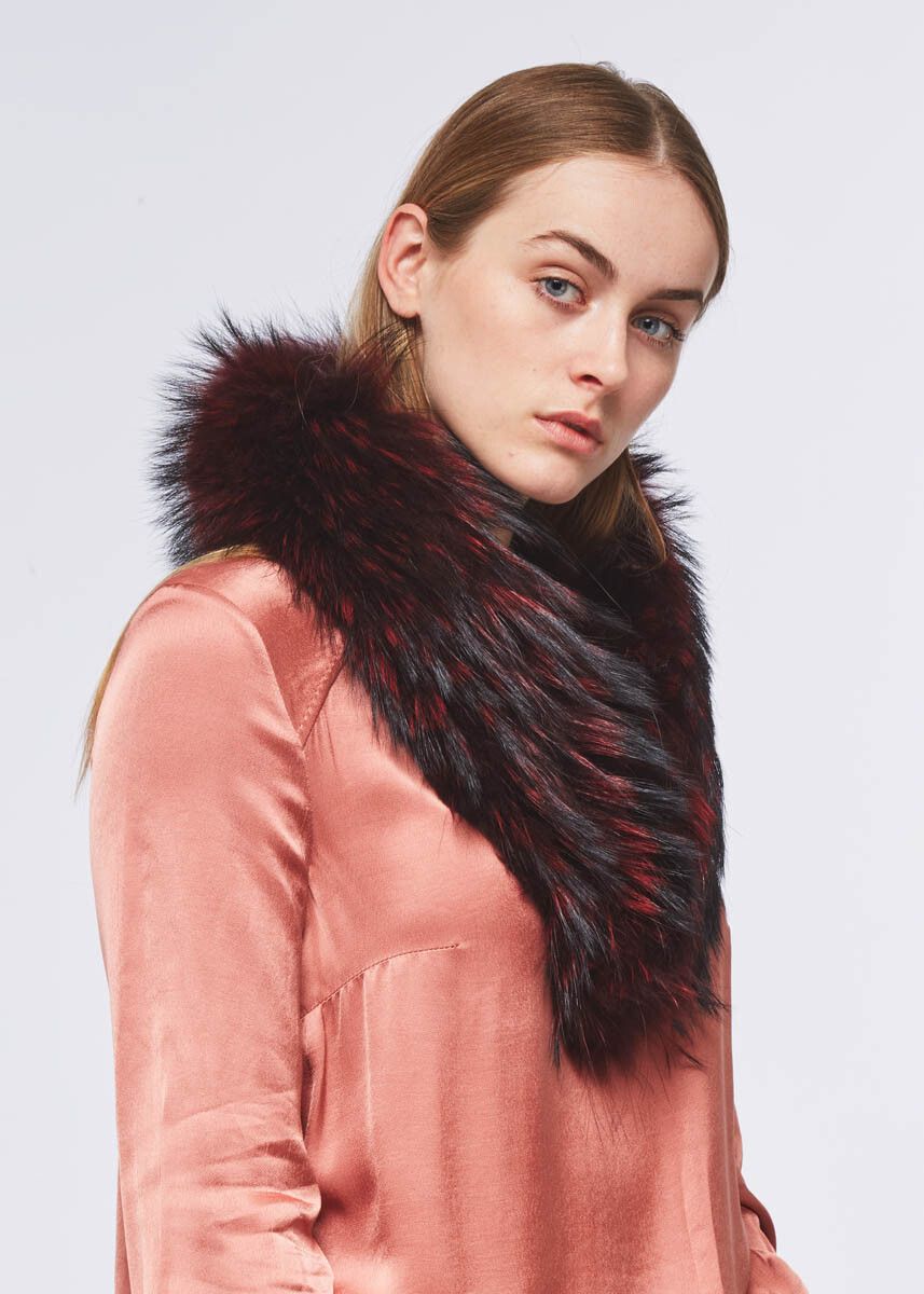 Klara Deluxe pälskrage Bordeaux