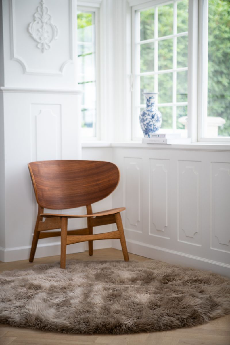 Designmatta | Lång lugg | Nya Zeeland | Ø180 cm & Ø250 cm Ljusbrun