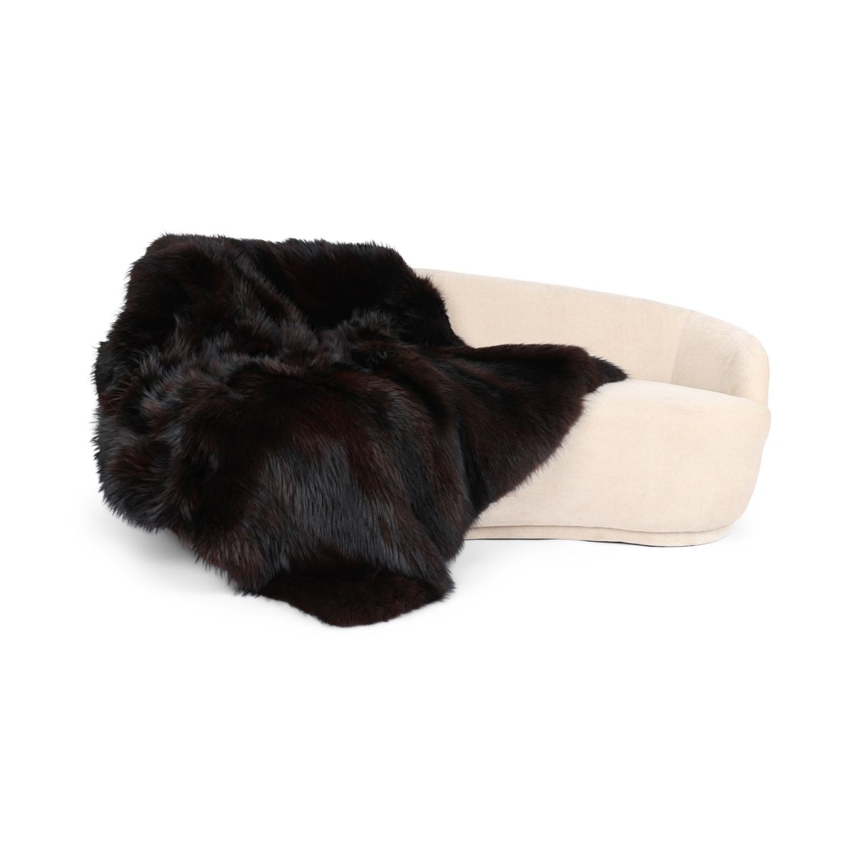 Premium rävskinnspläd | Baksida i kashmir | Mörkbrun | 150x150 cm