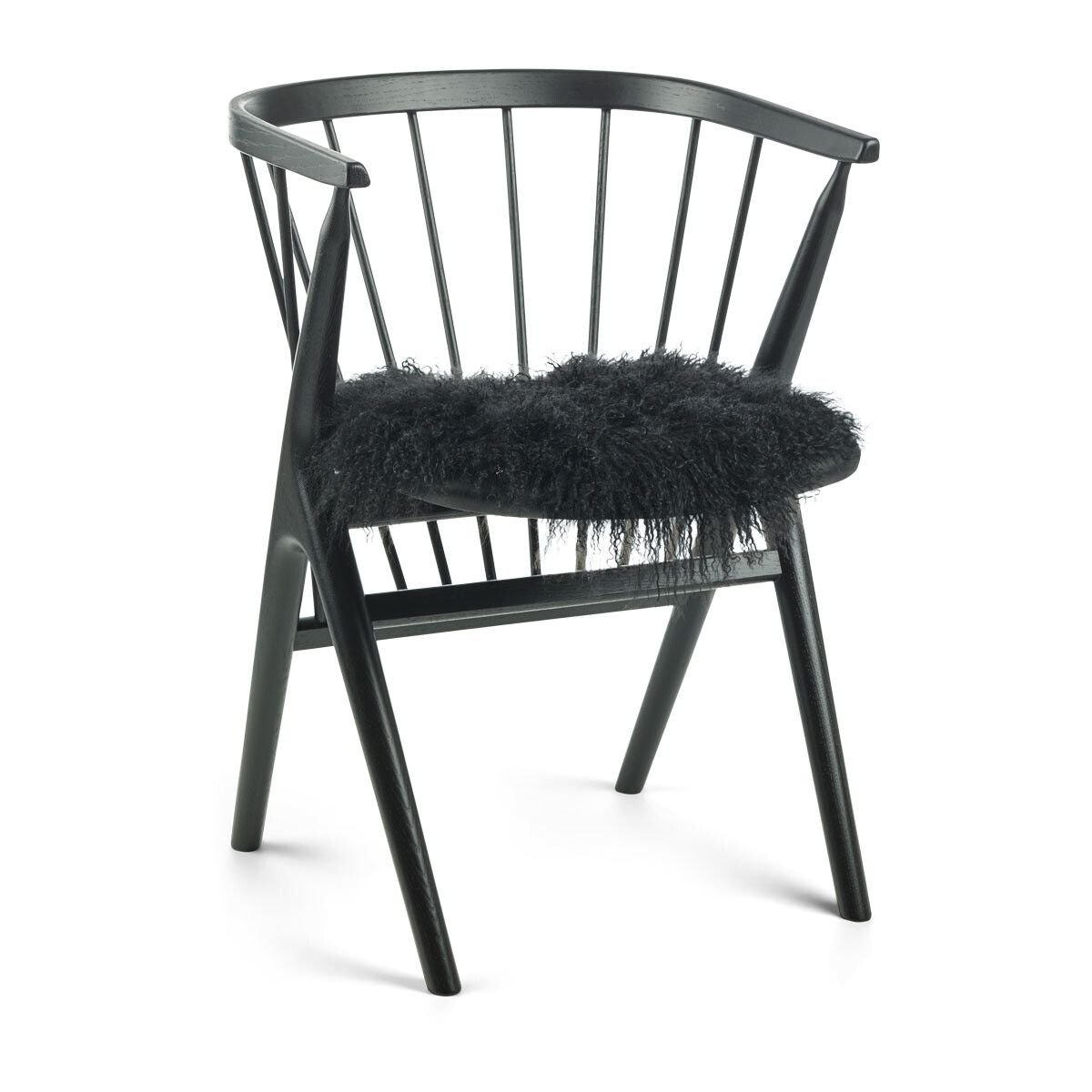 Stolsdyna | Lockig | Tibet | Ø38 cm Svart