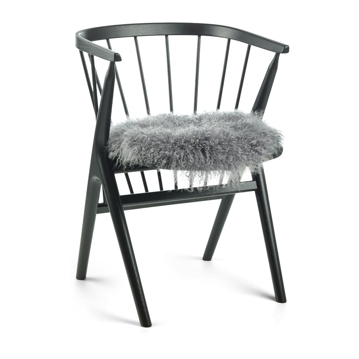 Stolsdyna | Lockig | Tibet | Ø38 cm Mörkgrå