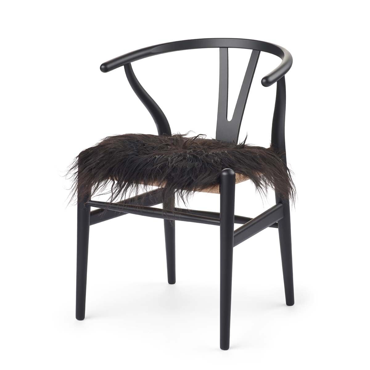 Stolsdyna | Lång lugg | Island | 40x40 cm Natur Svart