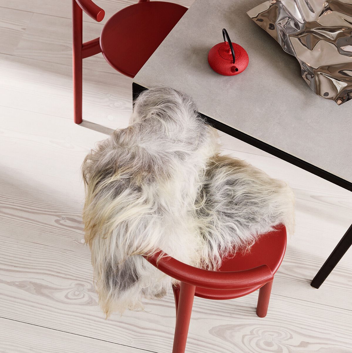 Fårskinn | Lång lugg | Island | 90x60 cm Naturleg Grå