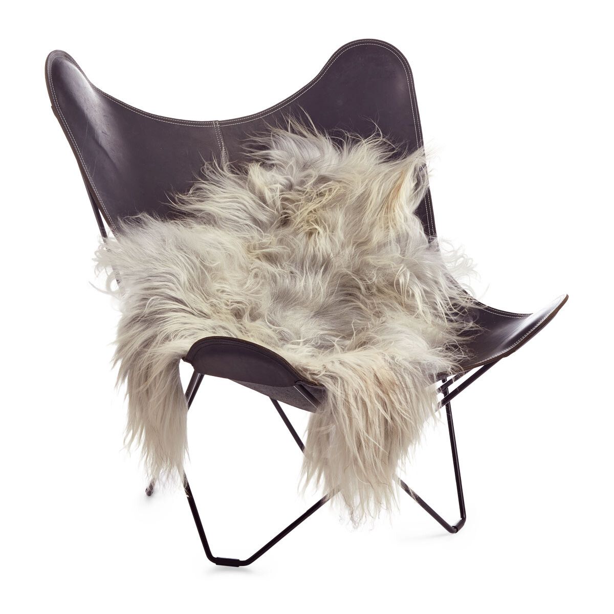 Fårskinn | Lång lugg | Island | 100-120x60 cm Naturligt Grå Ljus