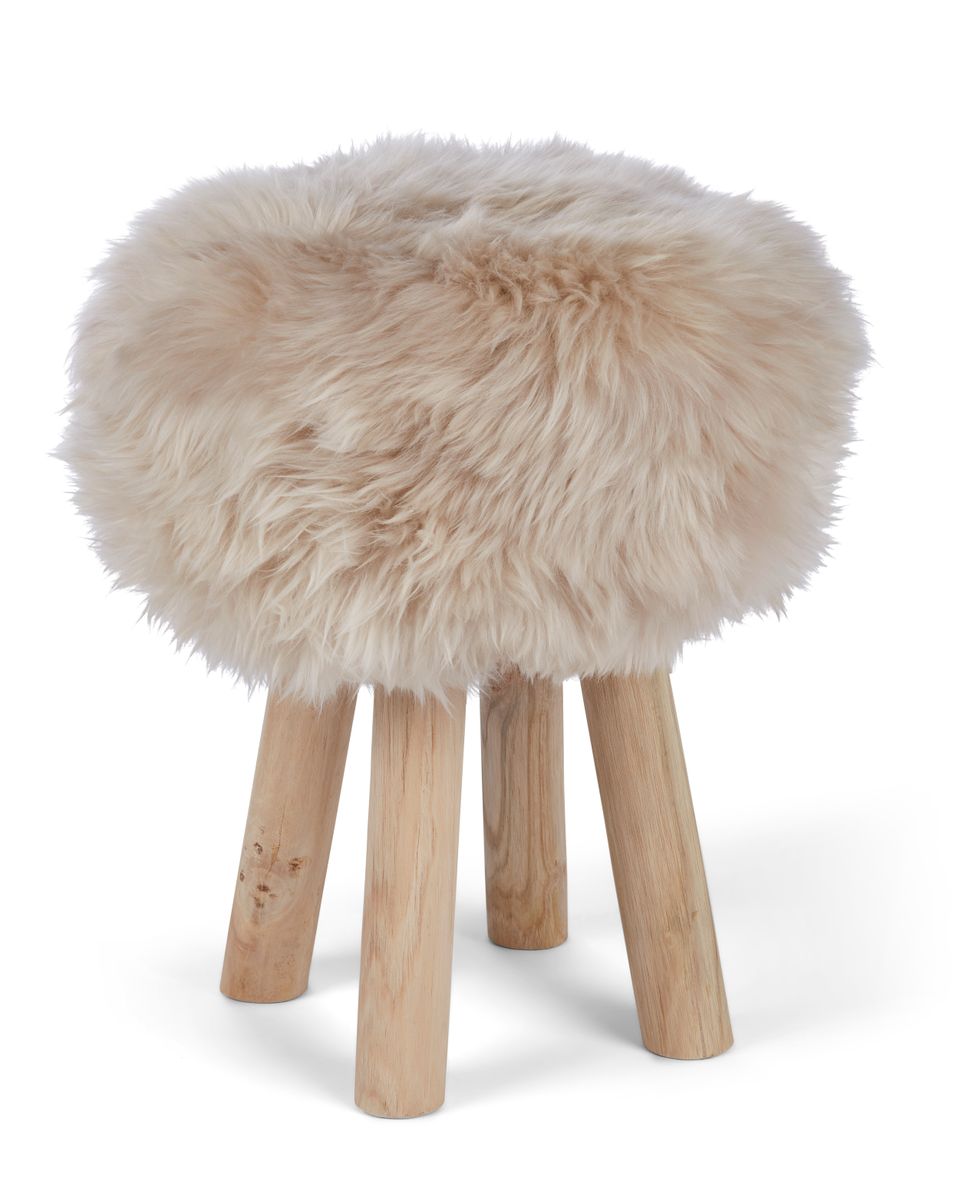 Fårskinnsöverdrag för pall Beige