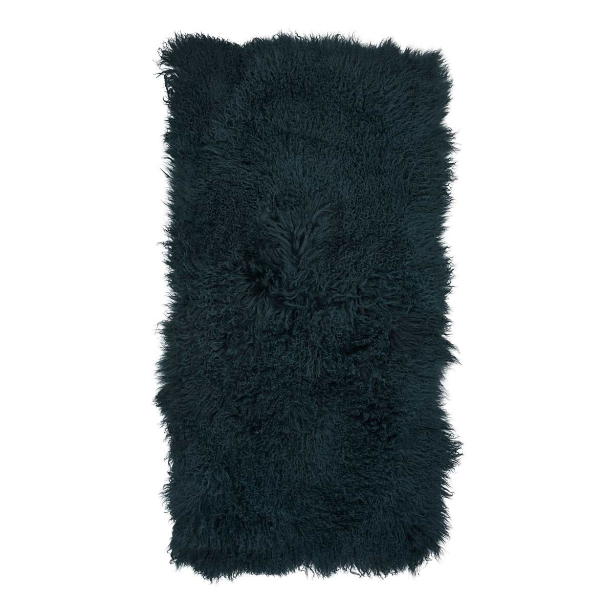 Fårskinnsfilt | Lockig | Tibet | 60x120 cm Blågrön