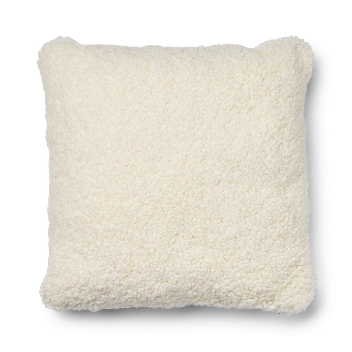 Checked Kort Lugg Fårskinn Kudde Oatmeal-Beige/Elfenben