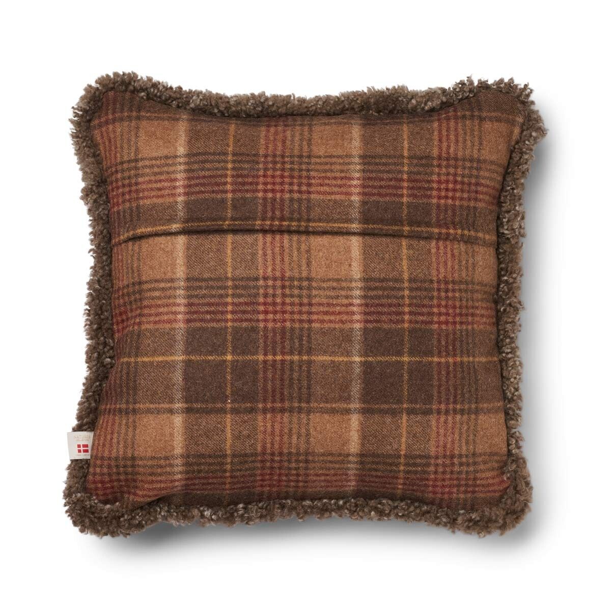 Checked Collection | Ullkudde | Kort lugg | 52x52 cm Kakao – Mörkbrun / Ljusbrun