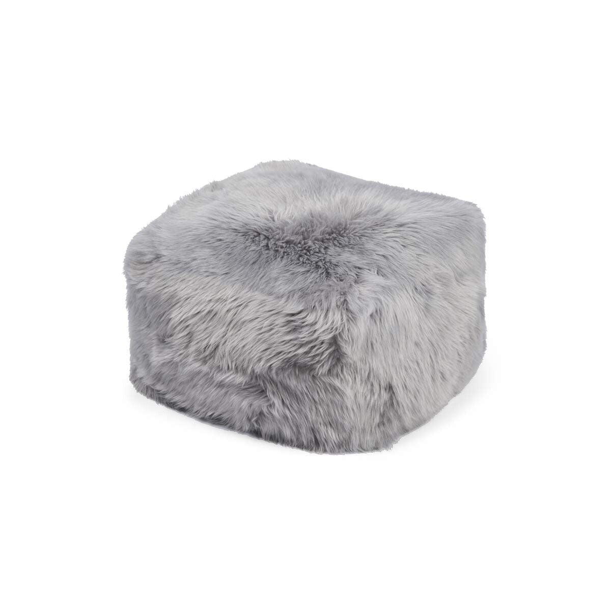 Lång Lugg Fårskinn Puff Ljus Grå