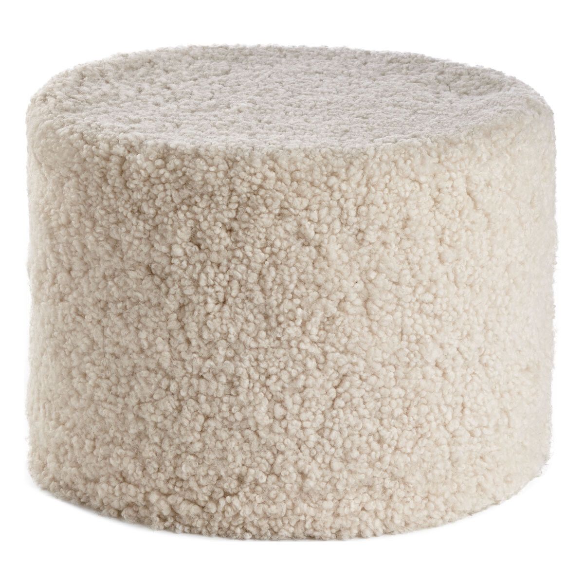 Runda fårskinsspuff | Kort lugg | Nya Zealand Beige