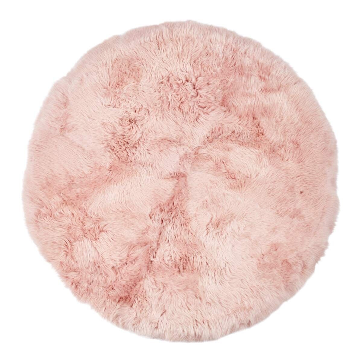 Designmatta | Lång lugg | Nya Zeeland | Ø140 cm Rosa
