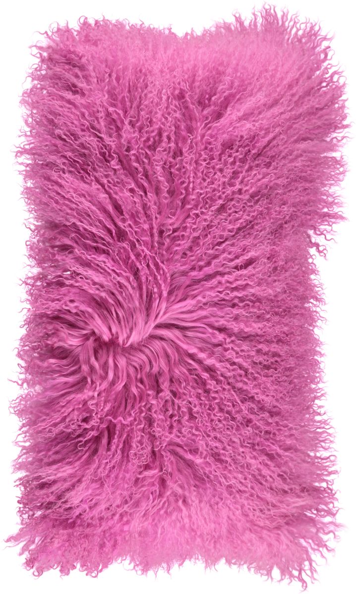 Fårskinnskudde | Lockig | Tibet | 28x56 cm Malaga Pink