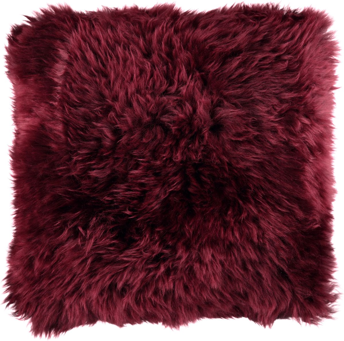 Fårskinnskudde | Lång lugg | Nya Zeeland | 35x35 cm Bordeaux