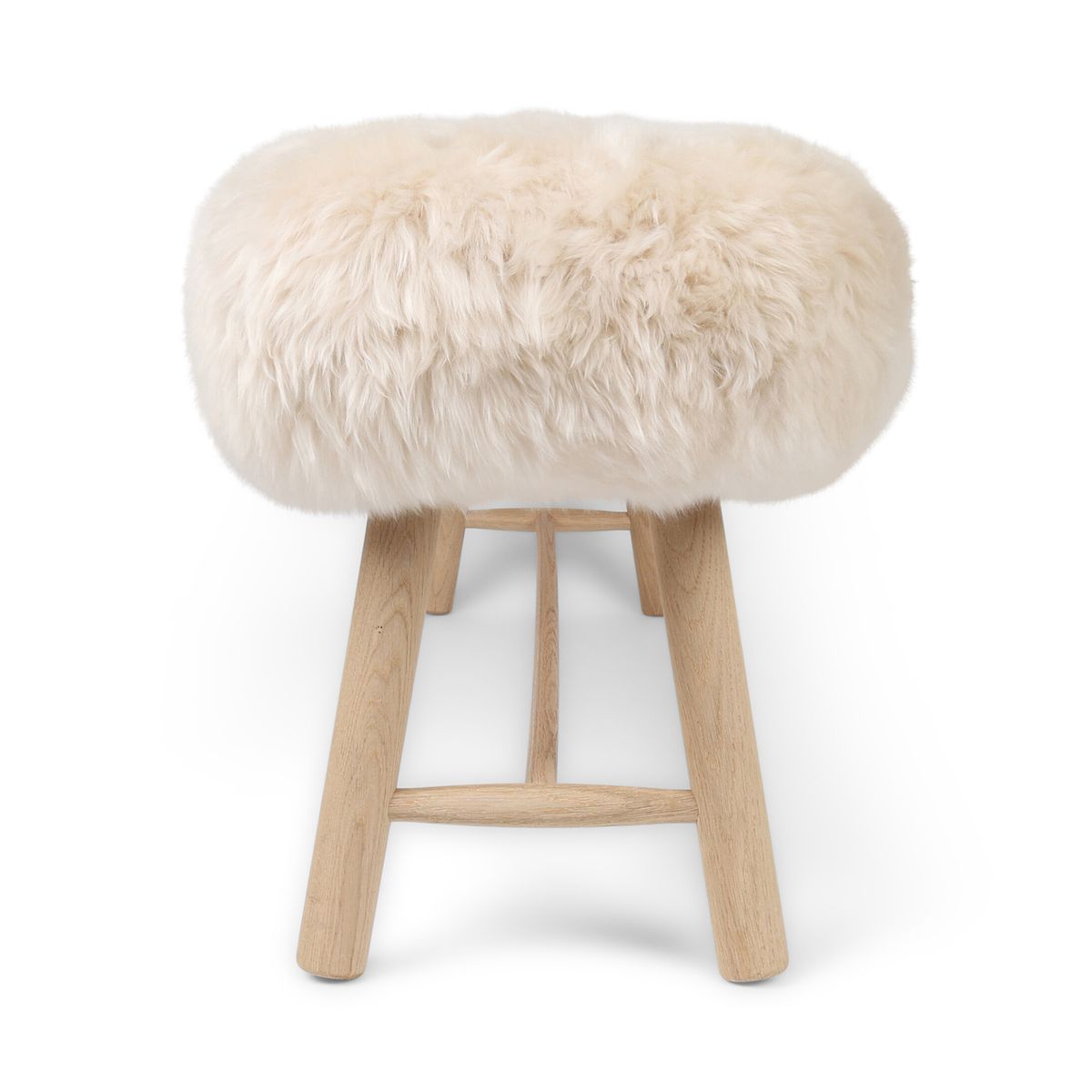 Bänk med Fårskinn | Ek | Lång lugg Beige