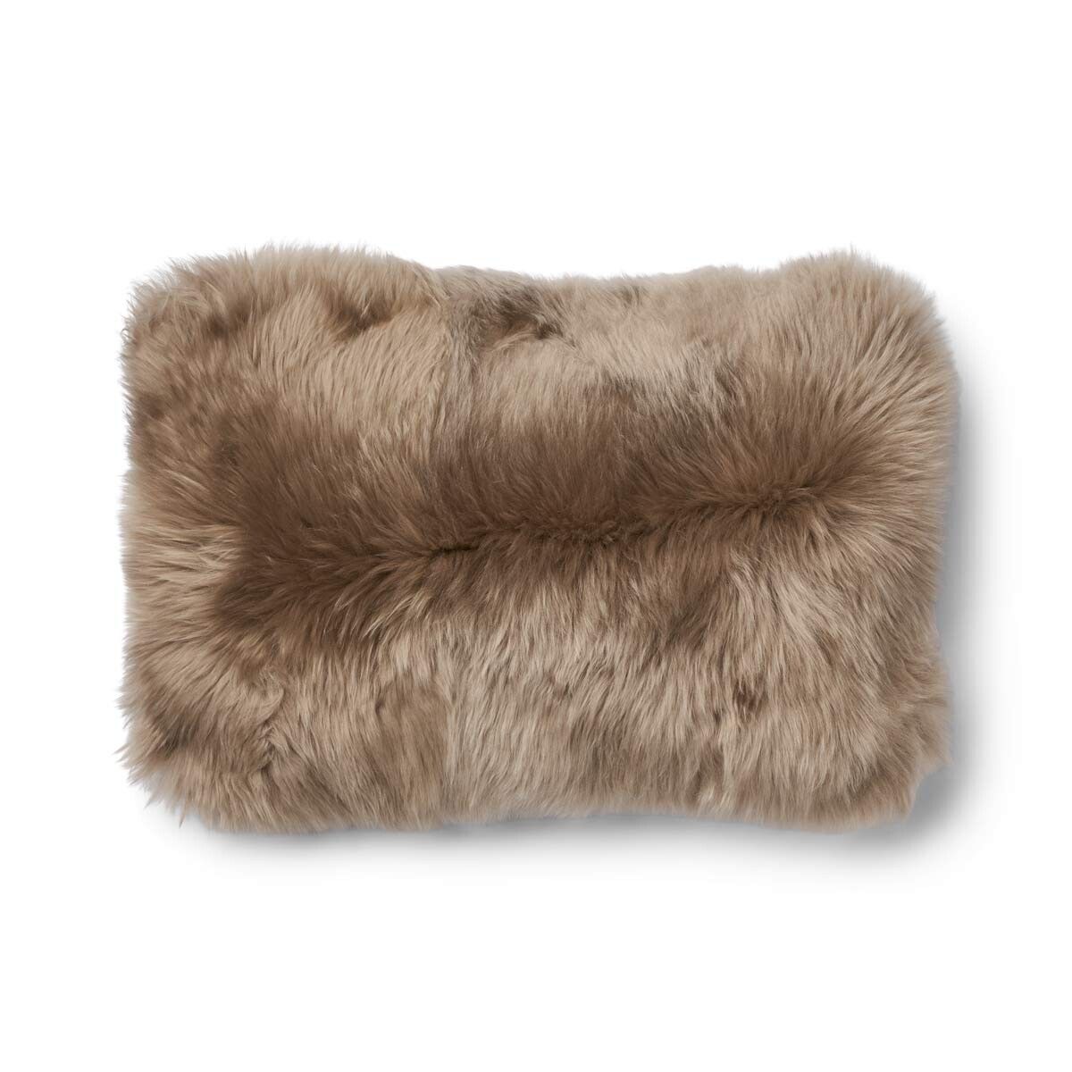 Checked Lång Lugg Fårskinn Kudde Kakao-Dunkelbrun/Taupe