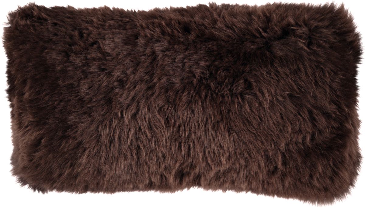 Fårskinnskudde | Lång lugg | Nya Zeeland | Dubbelsidig | 25x50 cm Choklad