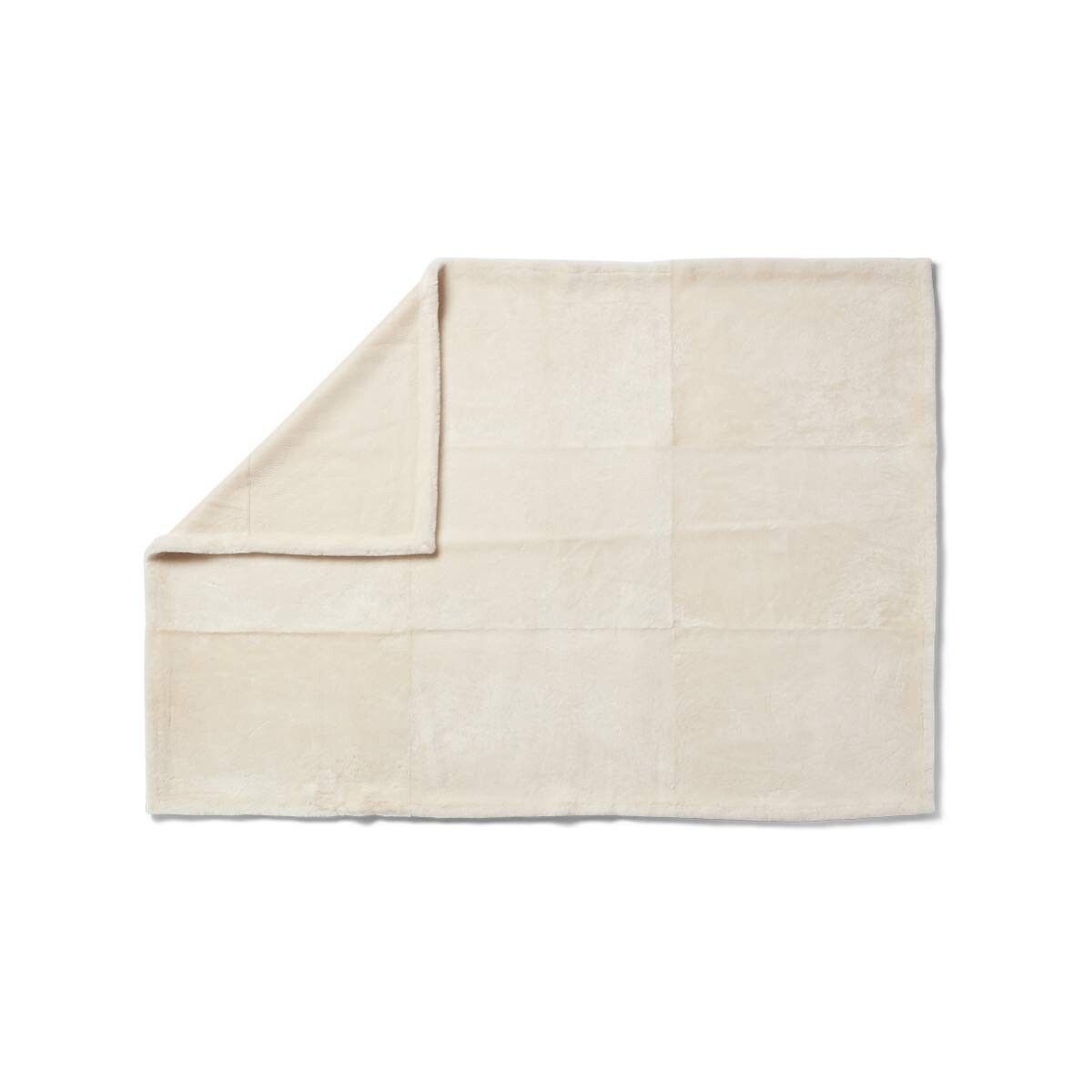 Angelina Kort Lugg Fårskinn Pläd Beige