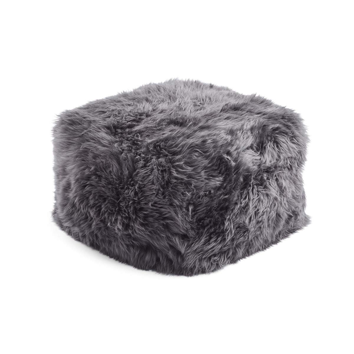 Lång Lugg Fårskinn Puff Stål