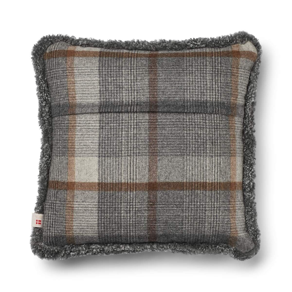 Checked Collection | Ullkudde | Kort lugg | 52x52 cm Rutig – Grå/Ljusgrå