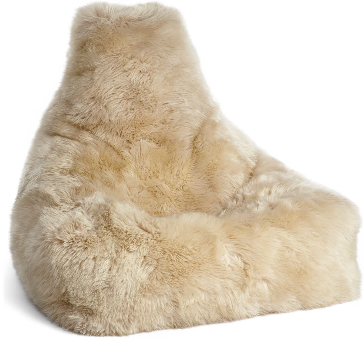 Lång Lugg Fårskinn Saccosäck Beige