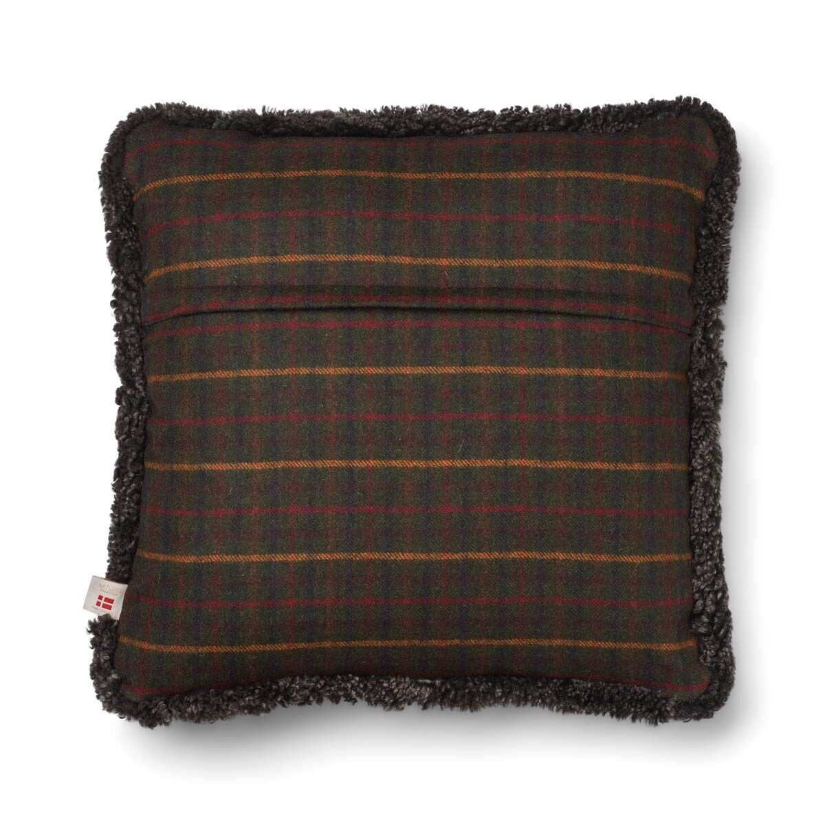 Checked Collection | Ullkudde | Kort lugg | 52x52 cm Rutig Mörkgrön / Cappuccino