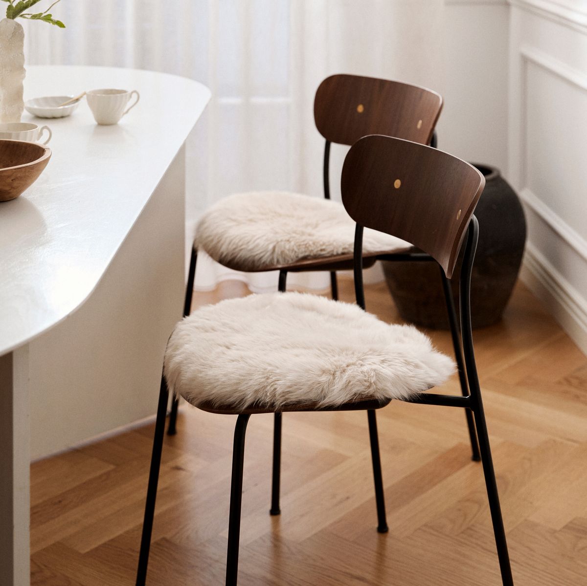 Stolsdyna | Lång lugg | Nya Zealand | Ø38 cm Mörk Lila