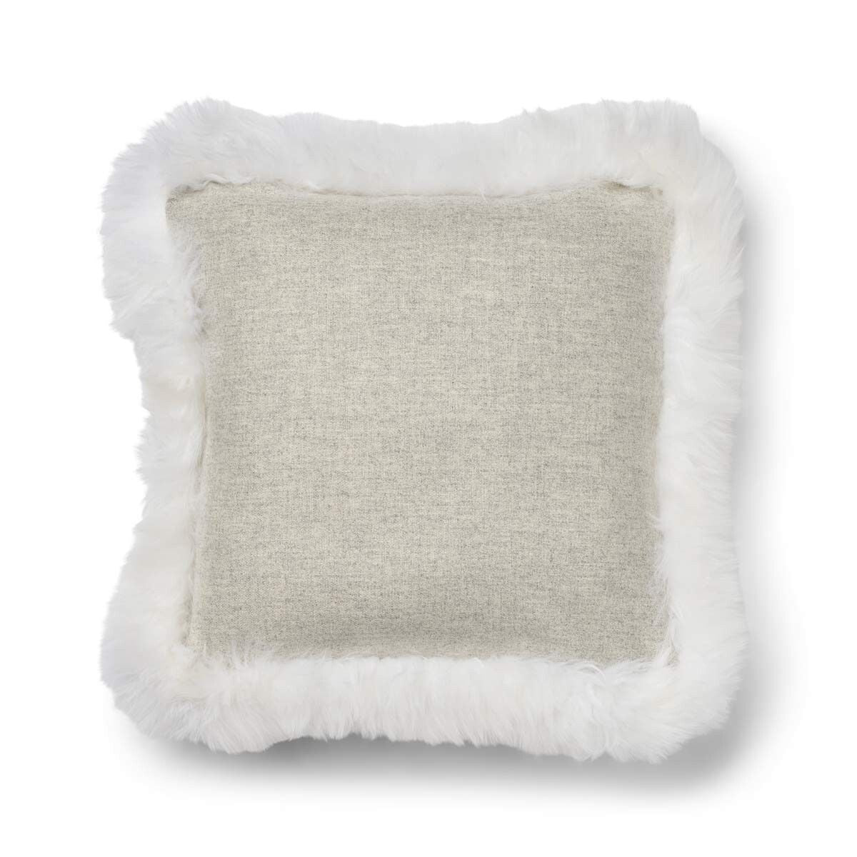 Classic Collection | Ullkudde | Lång lugg | Dubbelsidig | 52x52 cm | 34x52 cm Silver / Vit