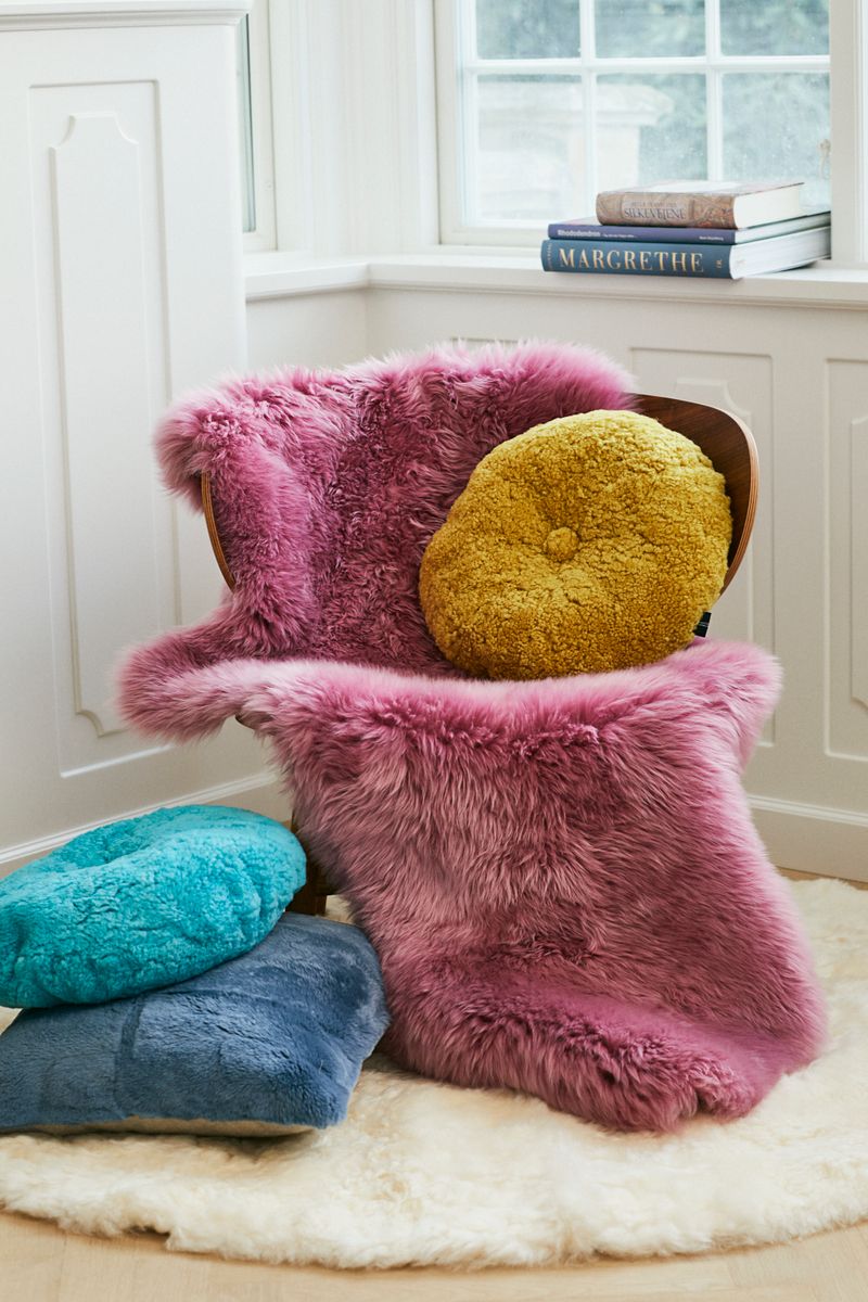 Designmatta | Lång lugg | Nya Zeeland | Ø180 cm & Ø250 cm Vit