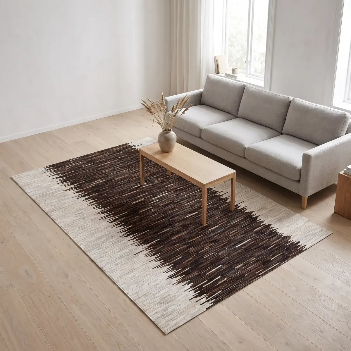 Kohudsmatta med design | Brasilien | Ränder | 200x300 cm | 170x240 cm