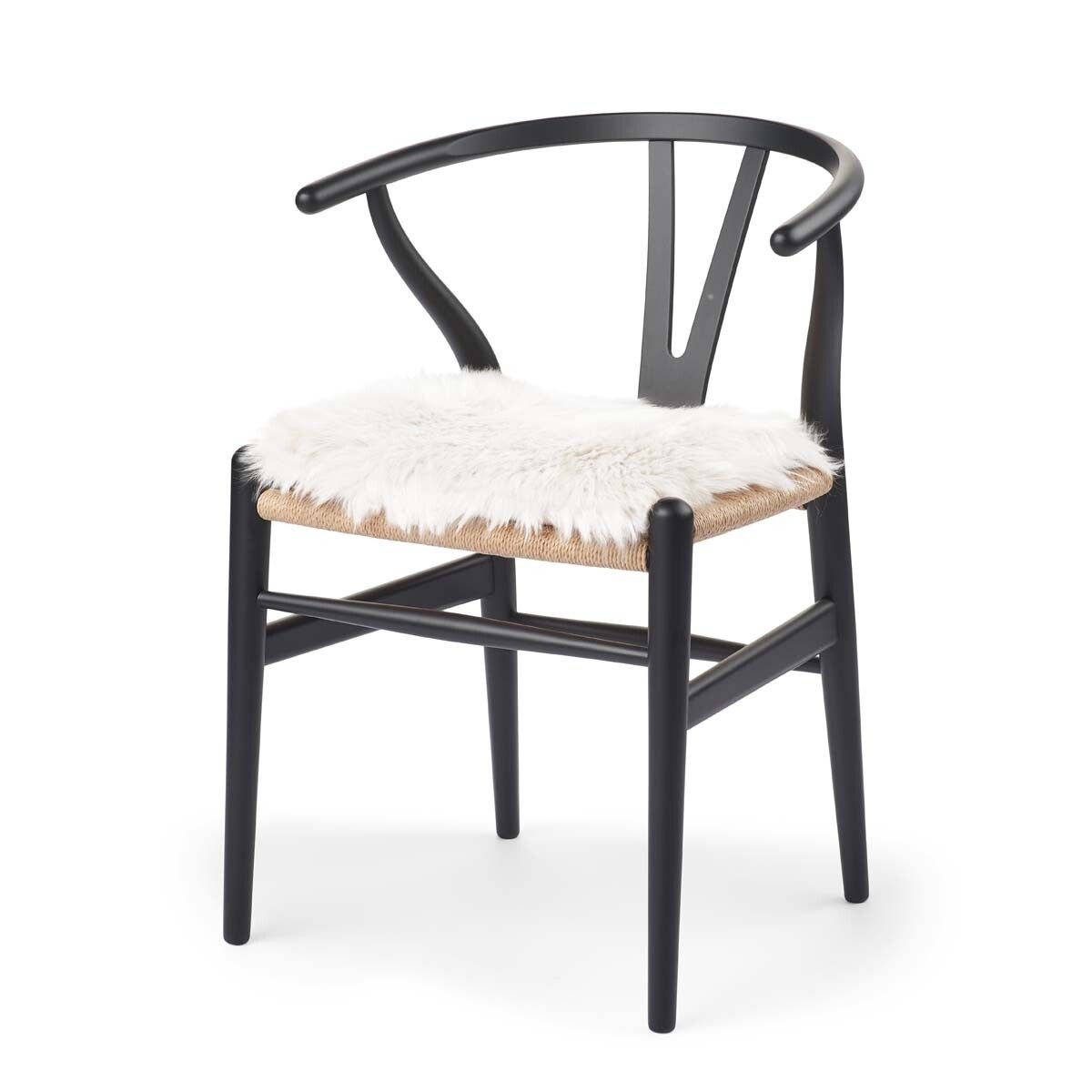 Lång Lugg Fårskinn Stolsöverrdag Vit