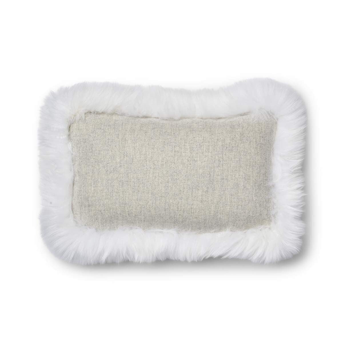 Classic Collection | Ullkudde | Lång lugg | Dubbelsidig | 52x52 cm | 34x52 cm Silver / Vit