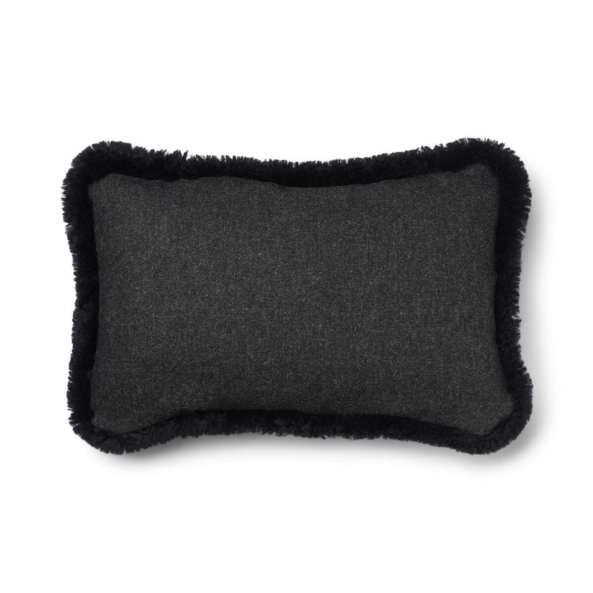 Classic Kort Lugg Fårskinn Kudde Charcoal/Svart