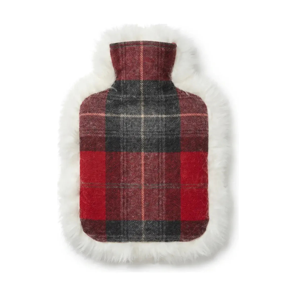 Värmeflaska | Fårskinn och ull | 37x27 cm Skye Red Tartan/Vit