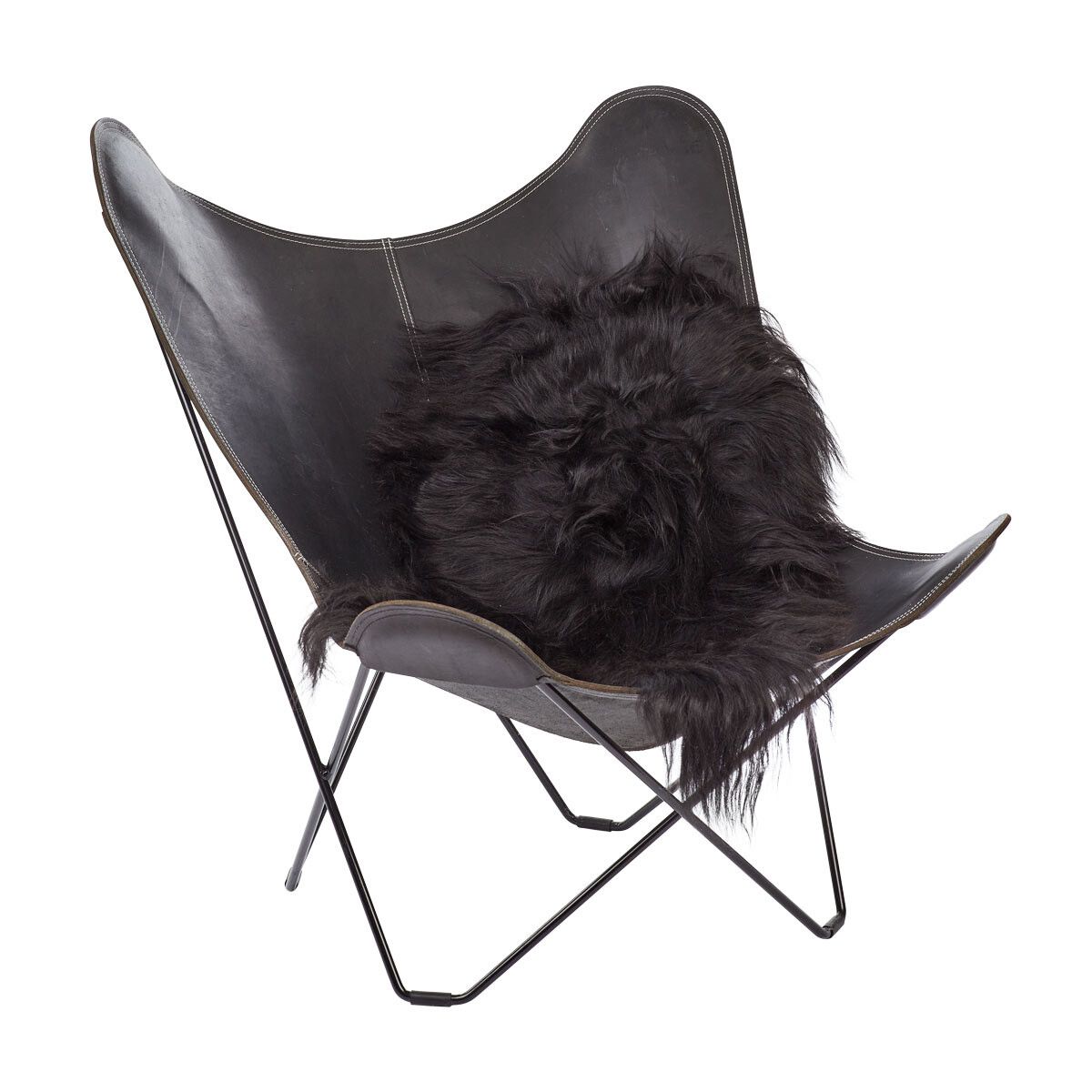 Fårskinn | Lång lugg | Island | 100-120x60 cm Natur Svart