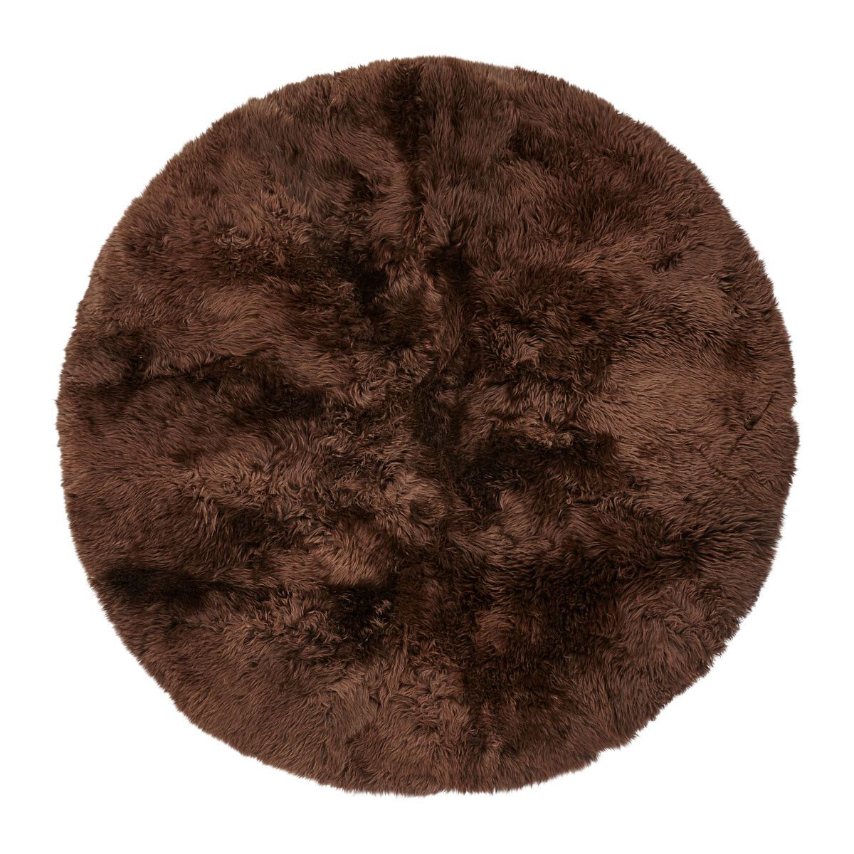 Designmatta | Lång lugg | Nya Zeeland | Ø140 cm Choklad