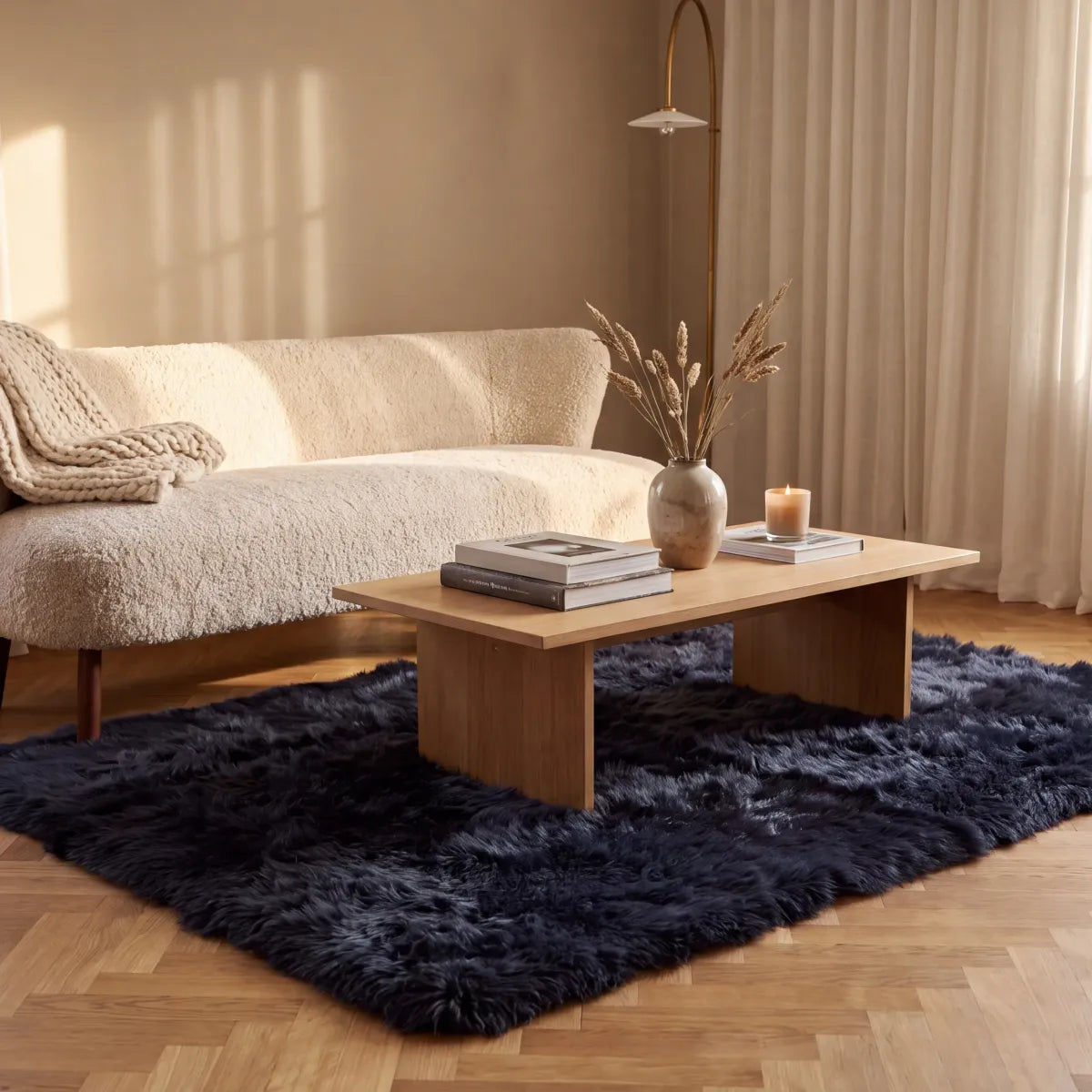 Designmatta | Lång lugg | Nya Zeeland Svart