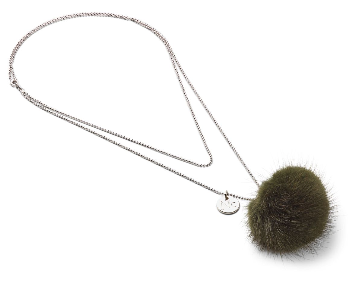 Pom Pom Halsband Khaki