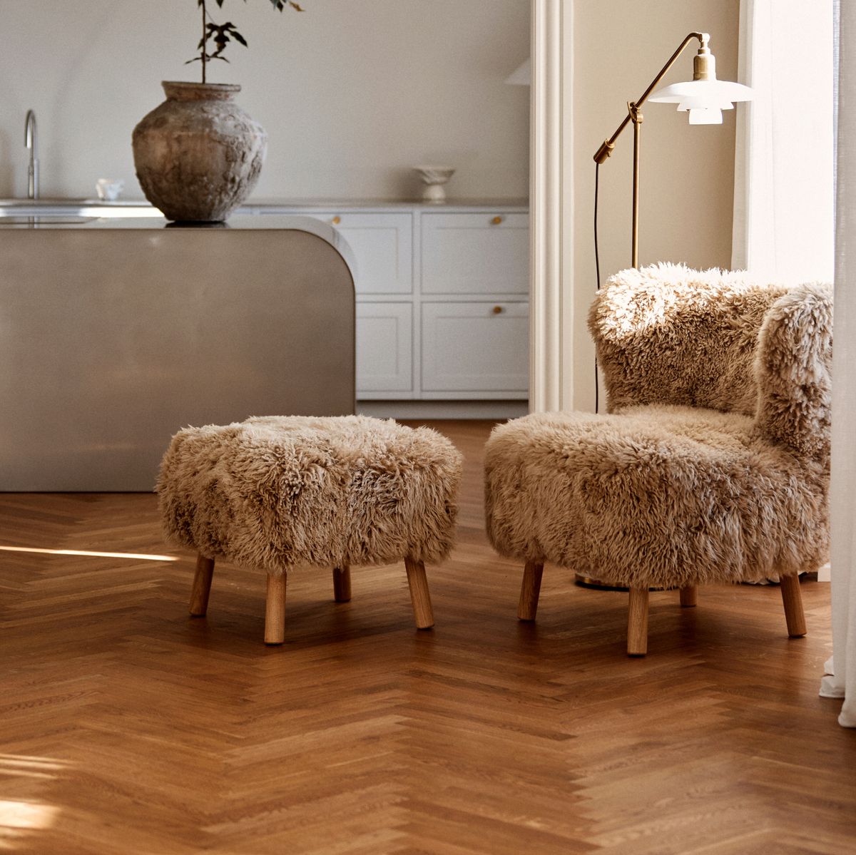 Emil Fotstöd Pall | Lång ull Honung