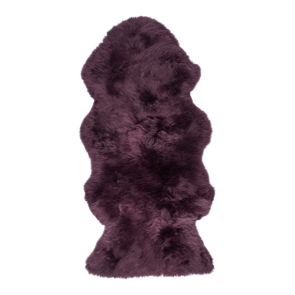 Lång Lugg Fårskinn Matta 135 cm Aubergine